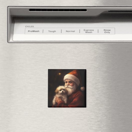 Maltesisch mit Weihnachtsmann Weihnachten Magnet (In Situ (Geschirrspüler))