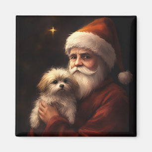 Maltesisch mit Weihnachtsmann Weihnachten Magnet