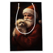 Maltesisch mit Weihnachtsmann Weihnachten Mittlere Geschenktüte (Vorderseite)