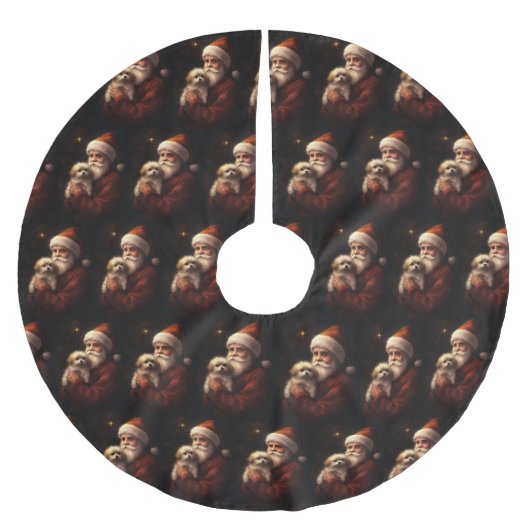 Maltesisch mit Weihnachtsmann Weihnachten Polyester Weihnachtsbaumdecke (Vorderseite)