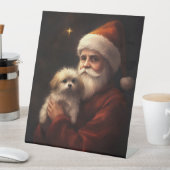 Maltesisch mit Weihnachtsmann Weihnachten Sockelschild (In Situ)