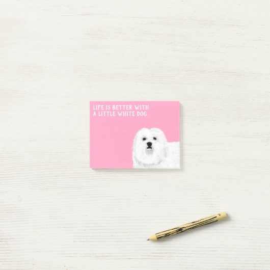 Maltesisch oder Coton de Tulear Little White Hund Post-it Klebezettel (Auf Schreibtisch)