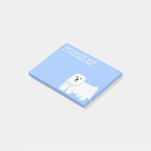 Maltesisch oder Coton de Tulear Little White Hund Post-it Klebezettel (angewinkelt)