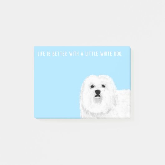 Maltesisch oder Coton de Tulears Little White Hund Post-it Klebezettel (Vorderseite)