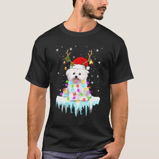 Maltesisch Reiner Weihnachtsmannmütze Christmas Li T-Shirt (Vorderseite)