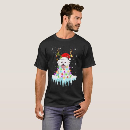 Maltesisch Reiner Weihnachtsmannmütze Christmas Li T-Shirt (Vorne ganz)