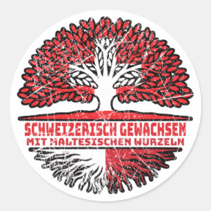 Maltesisch Schweizer Schweiz Baum Wurzel Runder Aufkleber