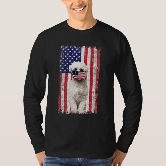 Maltesische amerikanische Flagge Hund trägt Gesich T-Shirt (Vorderseite)