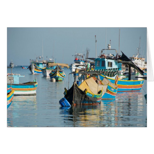 Maltesische Fischerboote | Marsaxlokk in Malta (Vorderseite (Horizontal))