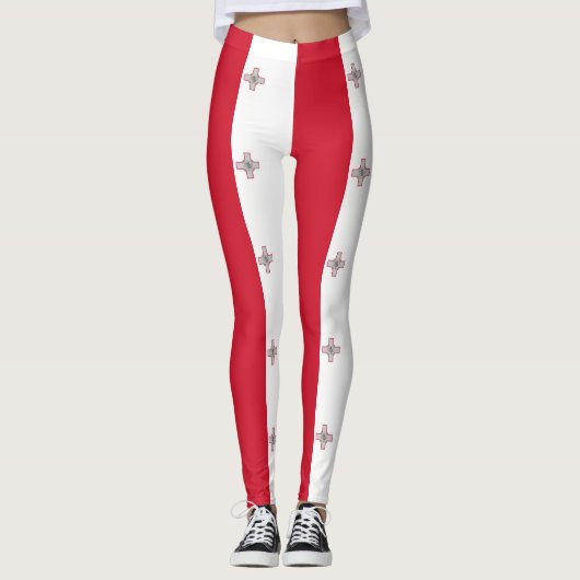 Maltesische Flagge Leggings (Vorderseite)