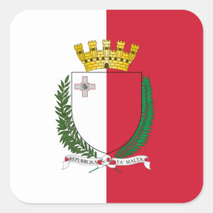 Maltesische Flagge und Wappen, Flagge Maltas Quadratischer Aufkleber