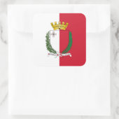 Maltesische Flagge und Wappen, Flagge Maltas Quadratischer Aufkleber (Tasche)