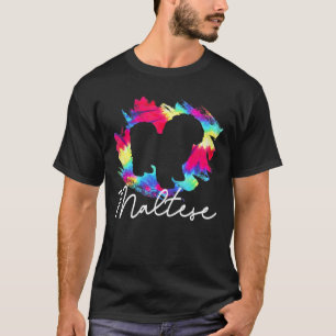 Maltesische Gefärbte Krawatte Rainbow Dog T-Shirt