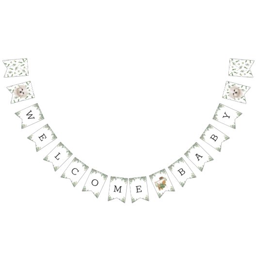 Maltesische Greenery Baby Shower Puppy Bunting Fla Wimpelkette (Alle)