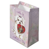 Maltesische Herz-Mama Mittlere Geschenktüte (Vorderseite Schrägansicht)