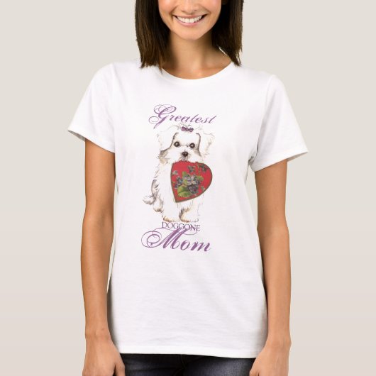 Maltesische Herz-Mama T-Shirt (Vorderseite)