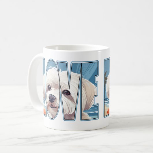Maltesische Hunde-Liebe Kaffeetasse (Vorderseite Links)