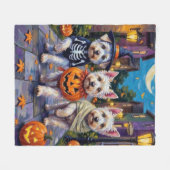 Maltesische Hunde Trick-or-Treating Halloween-Kost Fleecedecke (Vorderseite (Horizontal))