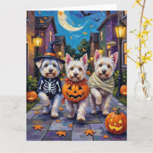 Maltesische Hunde Trick-or-Treating Halloween-Kost Karte