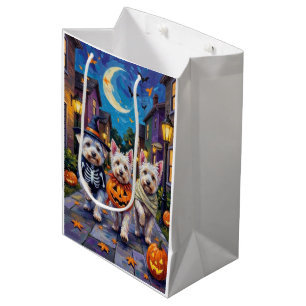 Maltesische Hunde Trick-or-Treating Halloween-Kost Mittlere Geschenktüte