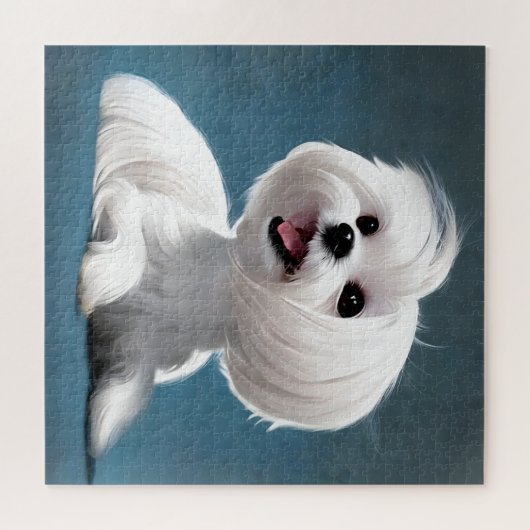 Maltesische Kunst oder ein Portrait Ihres Hundes Puzzle (Horizontal)