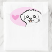 Maltesische Liebe (Welpenschnitt) Ovaler Aufkleber (Tasche)