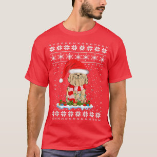 Maltesische Liebhaber Ugly Xmas Sweater Lights Wei T-Shirt