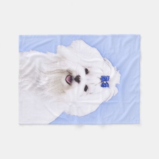 Maltesische Malerei - Niedliche Hundekunst Fleecedecke (Vorderseite (Horizontal))