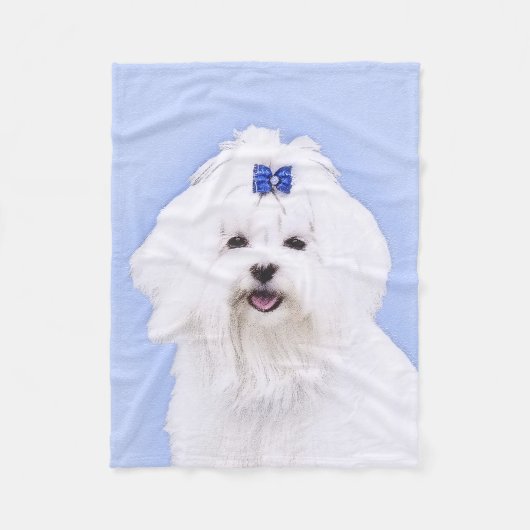 Maltesische Malerei - Niedliche Hundekunst Fleecedecke (Vorderseite)