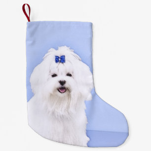 Maltesische Malerei - Niedliche Originalkunst des  Kleiner Weihnachtsstrumpf