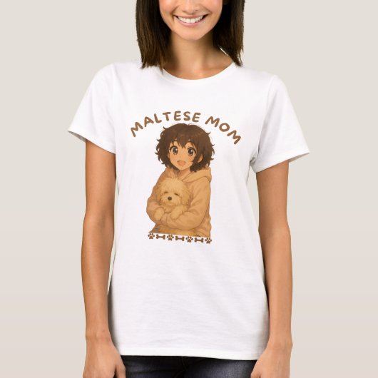 Maltesische Mama Anime Style T-Shirt (Vorderseite)