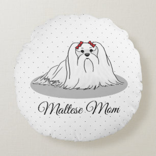 Maltesische Mama - Niedliche Mama Hunde Rasse Mama Rundes Kissen