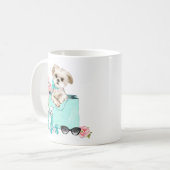 Maltesische Mama Tiffany rosa Blumen-Tasse Kaffeetasse (Vorderseite Links)