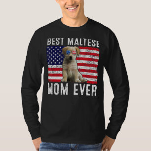 Maltesische Mama US amerikanische Flagge Malteser T-Shirt