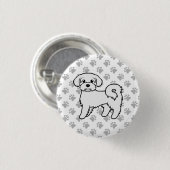 Maltesische Niedliche Cartoon Dog Illustration Button (Vorne & Hinten)