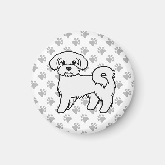 Maltesische Niedliche Cartoon Dog Illustration Magnet (Vorne)