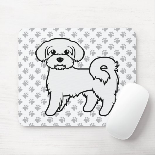Maltesische Niedliche Cartoon Dog Illustration Mousepad (Mit Mouse)
