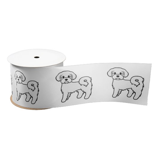 Maltesische Niedliche Cartoon Dog Illustration Satinband (Spule)