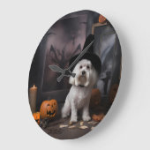 Maltesische Pumpkins Halloween Beängstigend Große Wanduhr (Winkel)
