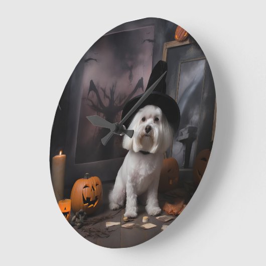 Maltesische Pumpkins Halloween Beängstigend Große Wanduhr (Winkel)