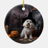 Maltesische Pumpkins Halloween Beängstigend Keramik Ornament (Hinten)