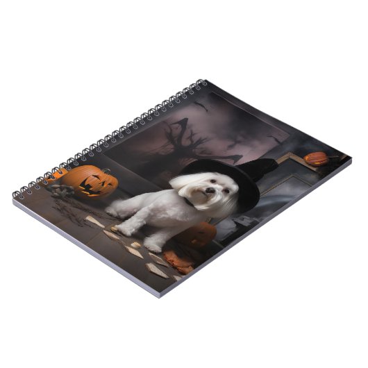 Maltesische Pumpkins Halloween Beängstigend Notizblock (Linke Seite)