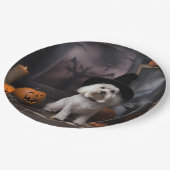 Maltesische Pumpkins Halloween Beängstigend Pappteller (Schrägansicht)