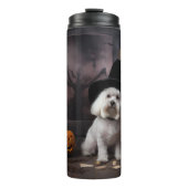 Maltesische Pumpkins Halloween Beängstigend Thermosbecher (Vorderseite)