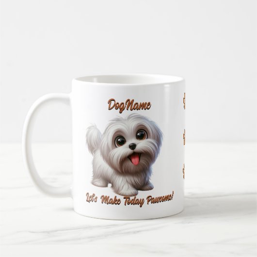 Maltesische Schrift - Name des Hundes hinzufügen, Kaffeetasse (Links)