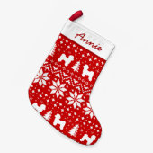 Maltesische Silhouetten Weihnachts Sweater Muster  Kleiner Weihnachtsstrumpf (Vorderansicht (hängend))