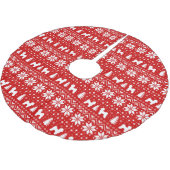 Maltesische Silhouetten Weihnachtsmuster Rot Polyester Weihnachtsbaumdecke (Schrägansicht)