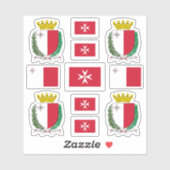 Maltesische Staat-Symbole / Wappen und Flagge Aufkleber (Blatt)