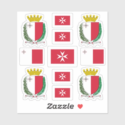 Maltesische Staat-Symbole / Wappen und Flagge Aufkleber (Blatt)