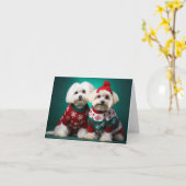 Maltesische Terrier Weihnachtskarte Karte (Gelbe Blume)